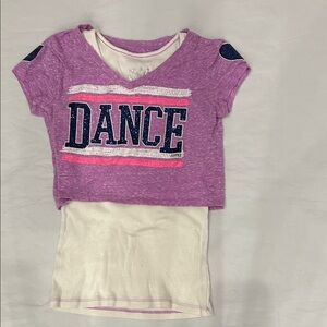 Justice Purple and White Girls Dance Two-Piece Top with Navy and Pink Accents